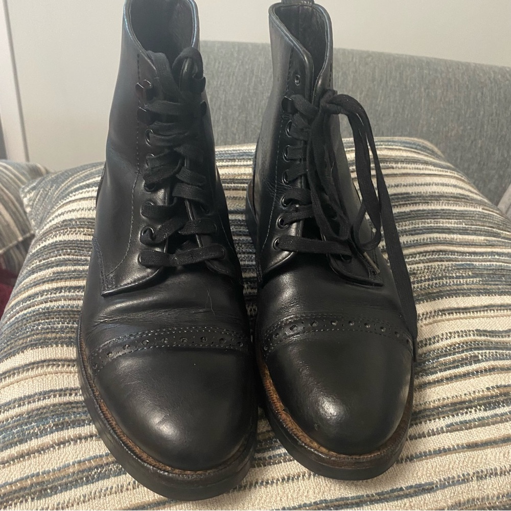 Coach Bleecker Mens Size 8.5 D Leather Cap Toe Lace Up Boots Size Black G1547
